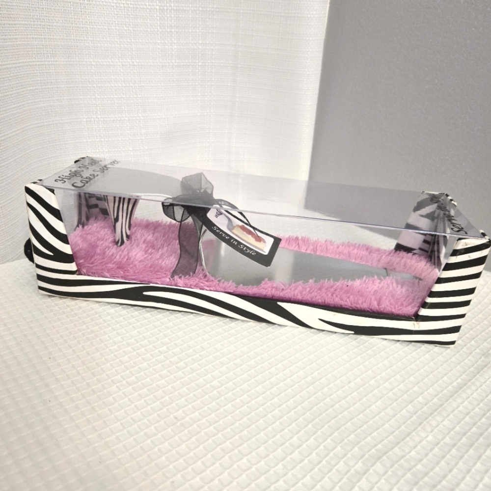 High Heel Cake Server Zebra Stainless Removable Heel Bachelorette Party
